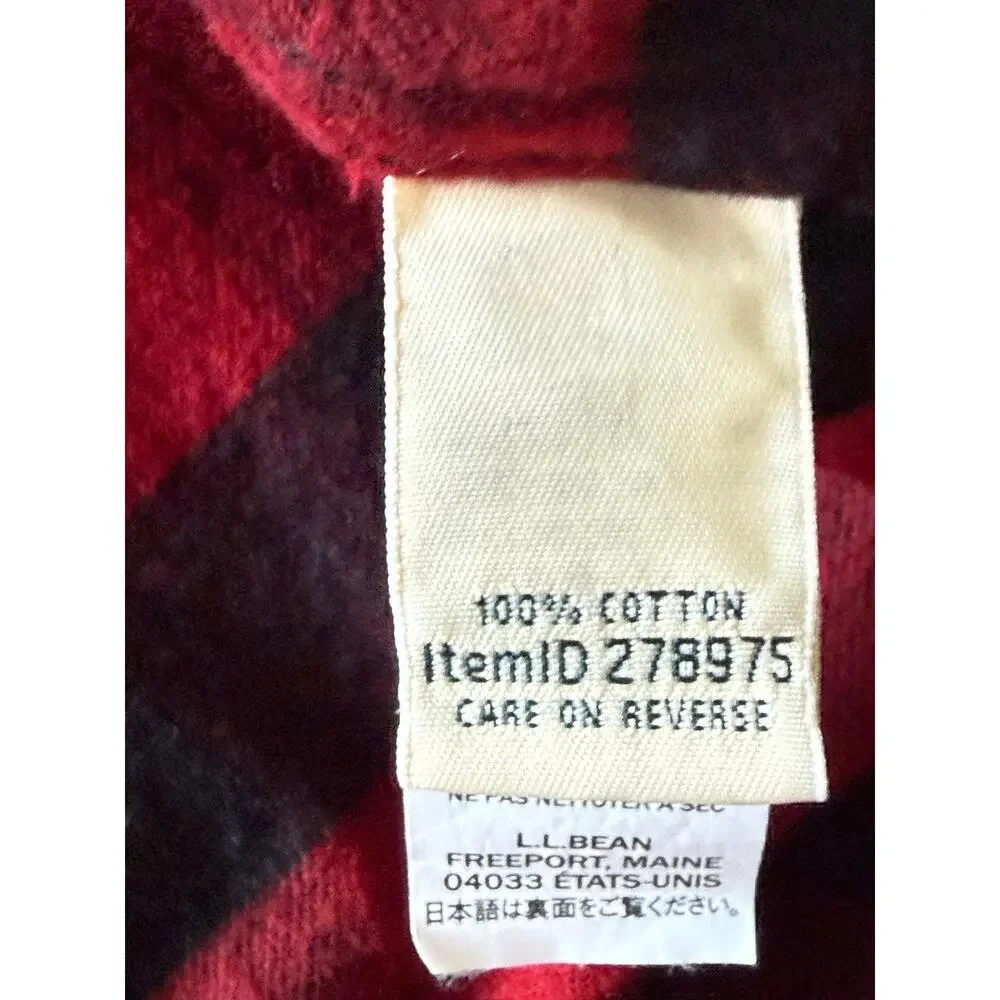 L.L.Bean Red Black Buffalo Plaid Loose Fit Flannel Button-Down Shirt Womens 3X